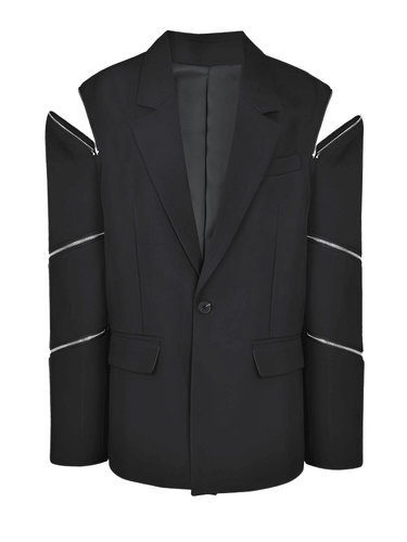 Women's Black Zipper Blazer -, Blazers , Drestiny , Australia, Black, Blazers, Canada, FR, Jackets, L, M, New Zealand, United Kingdom, United States, XL , Drestiny , www.shopdrestiny.com